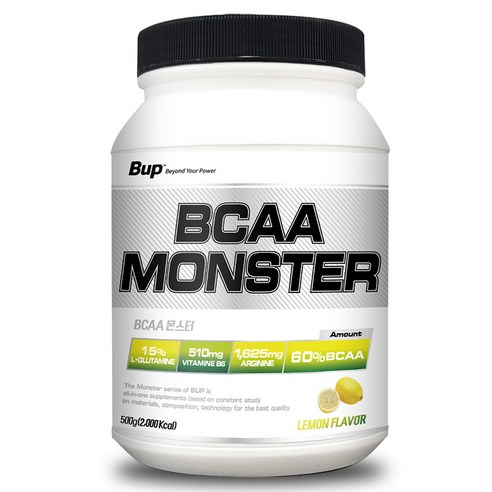 BUP BCAA몬스터 레몬맛 아미노산 헬스보충제, 500g