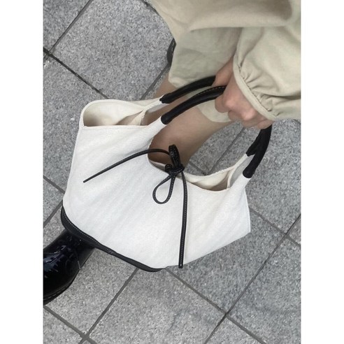 로미제이슨 여성 화이트 캔버스 대용량 토트백