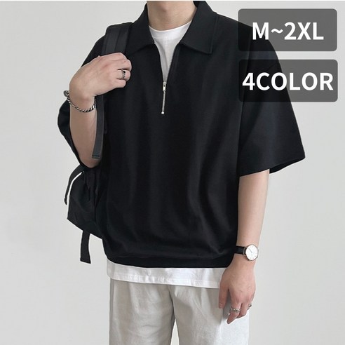 무지샵 남자 남성 여름 아노락 반집업 카라 반팔 티셔츠